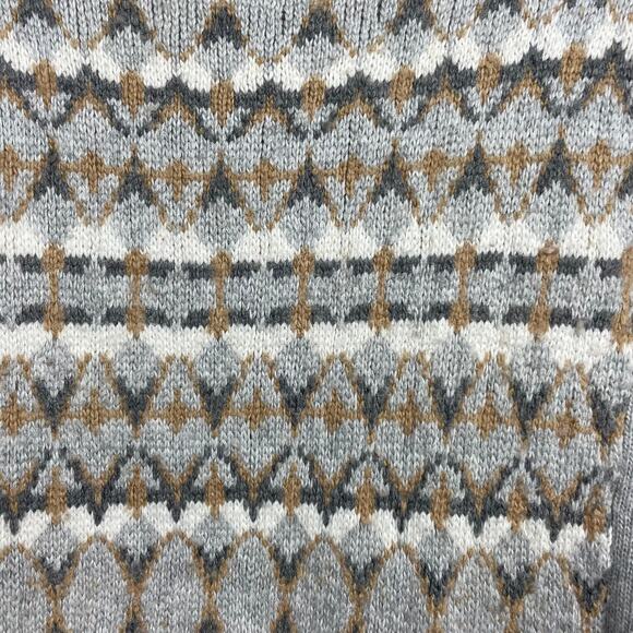 J. Crew Factory Merino Wool Blend Fair Isle Sweater Size S Gray Knit Style E3403 - Picture 5 of 14